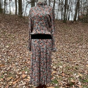 Vintage 70s Patty O’Neil Floral Long-sleeve Maxi Cottage-core Prairie Dress 6